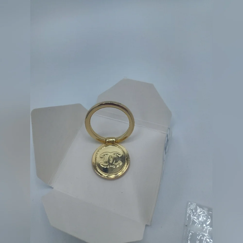 CHANEL Gold CC Logo Phone Grip Holder Paris GWP Luxury Accessory Authentic NIB